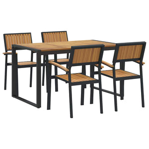 Garten Essgruppe 5-teilig Akazie Schwarz