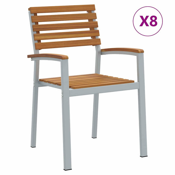 8er Set Gartenstühle Akazie Braun