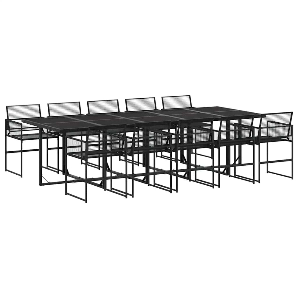 11-tlg. Garten Essgruppe Schwarz Poly Rattan