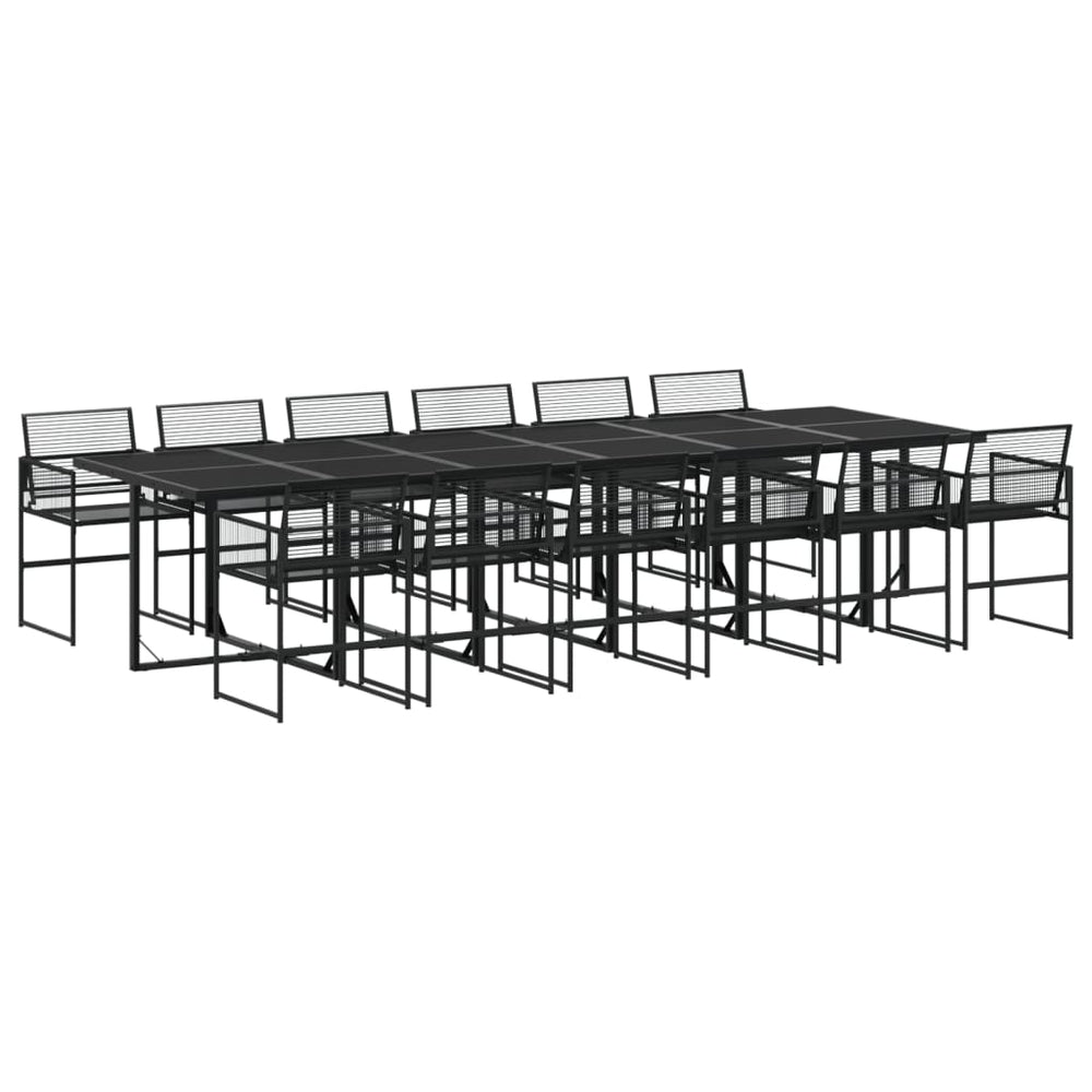 13-tlg. Garten Essgruppe Schwarz Poly Rattan