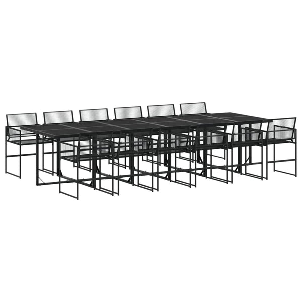 13-tlg. Garten Essgruppe Schwarz Poly Rattan