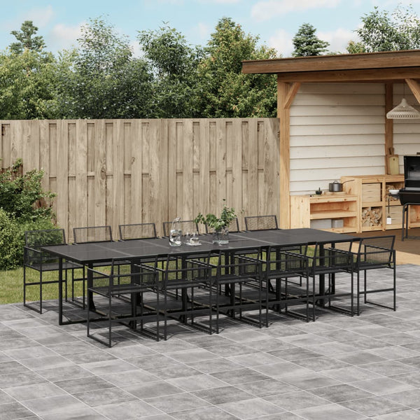 13-tlg. Garten Essgruppe Schwarz Poly Rattan
