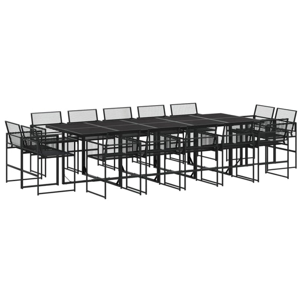 15-tlg. Garten Essgruppe Schwarz Poly Rattan