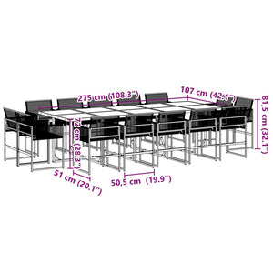 15-tlg. Garten Essgruppe Schwarz Poly Rattan