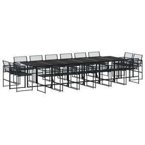 17-teilige Garten Essgruppe Schwarz Poly Rattan