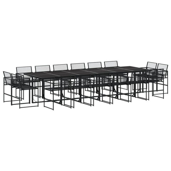 17-teilige Garten Essgruppe Schwarz Poly Rattan