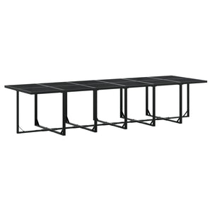 17-teilige Garten Essgruppe Schwarz Poly Rattan