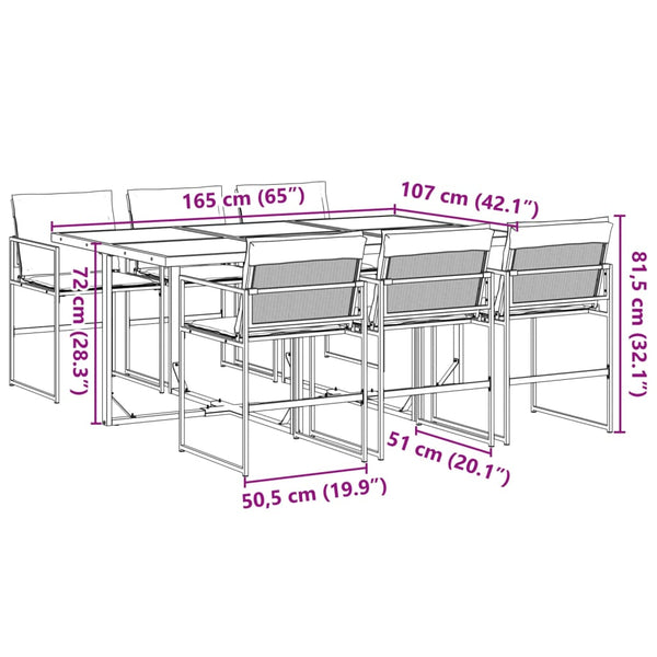 7-teilige Garten Essgruppe mit Textilene