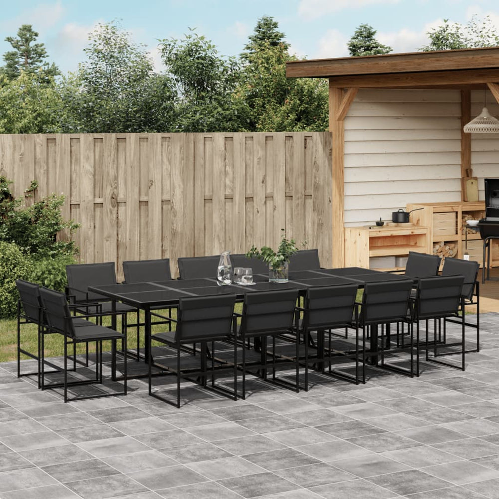 15-tlg. Garten Essgruppe mit Kissen Schwarz