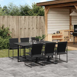 7-tlg. Garten Essgruppe Schwarz Textilene
