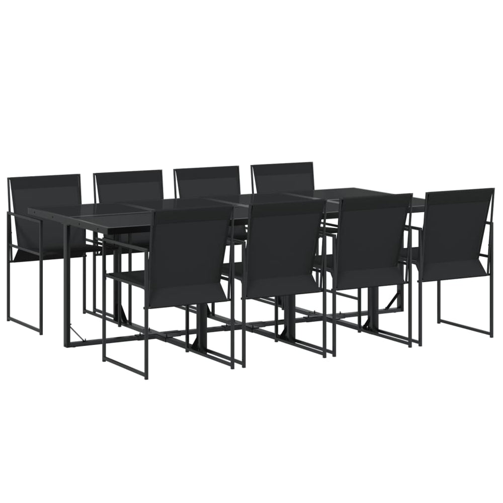 9-teilige Garten Essgruppe Schwarz Textilene