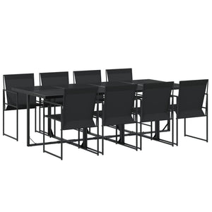 9-teilige Garten Essgruppe Schwarz Textilene