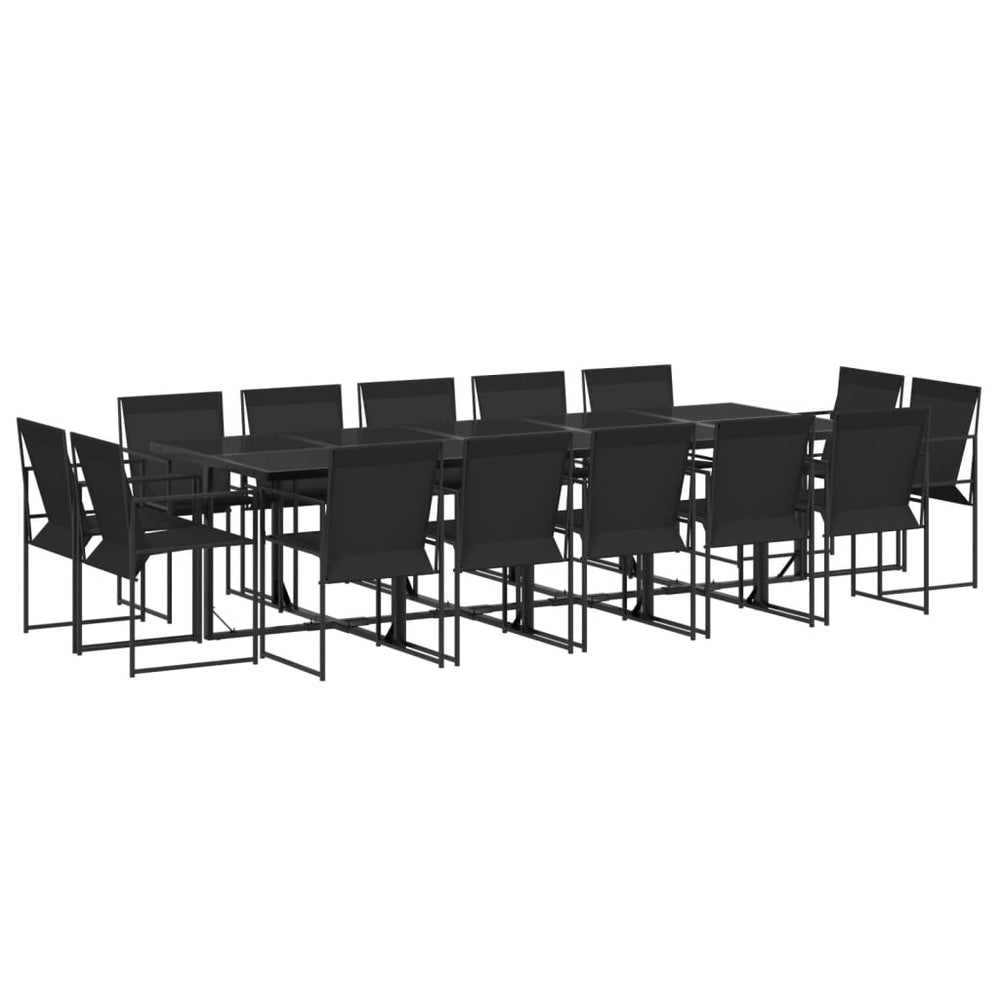 15-teilige Garten Essgruppe Schwarz Textilene
