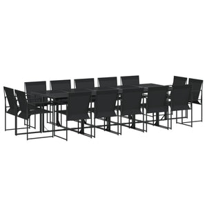 15-teilige Garten Essgruppe Schwarz Textilene