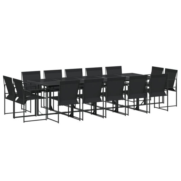 15-teilige Garten Essgruppe Schwarz Textilene