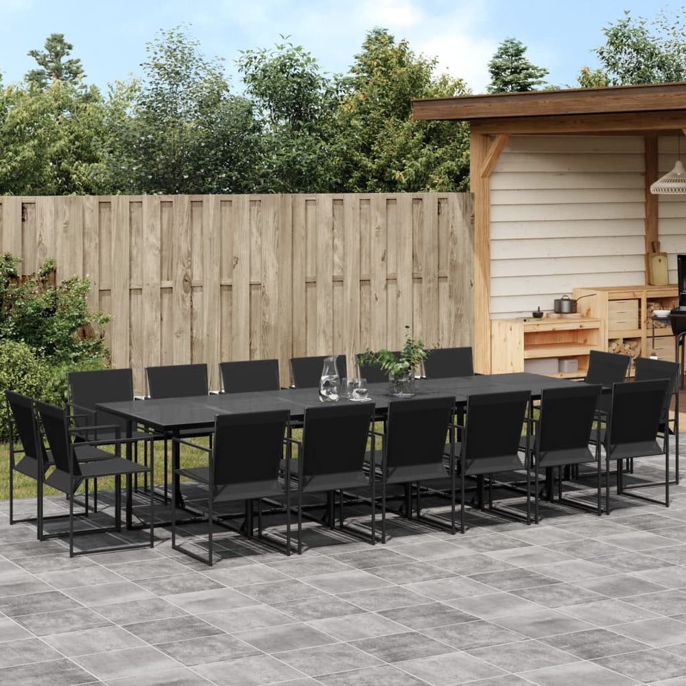 17-tlg. Garten Essgruppe Schwarz Textilene
