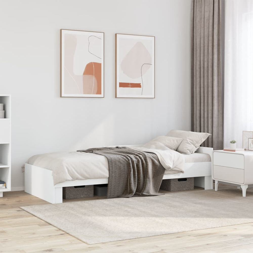 vidaXL Bed Frame White 90x200 cm Engineered Wood
