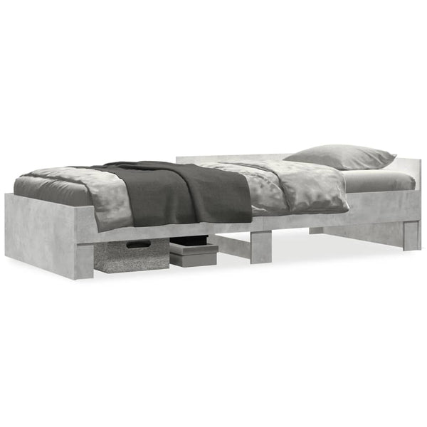 vidaXL Bed Frame Concrete Grey 90x200 cm Engineered Wood