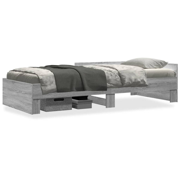 vidaXL Bed Frame Grey Sonoma 90x200 cm Engineered Wood