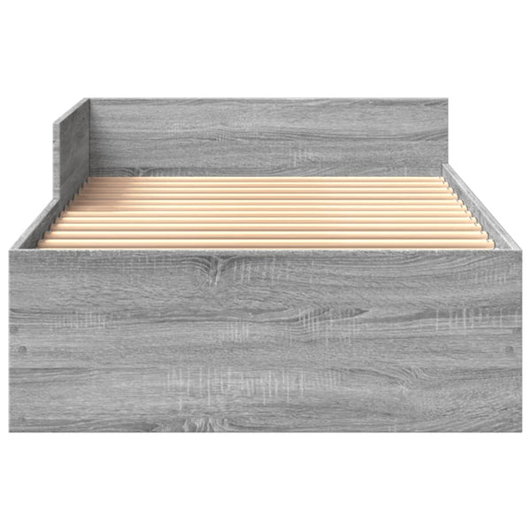 vidaXL Bed Frame Grey Sonoma 90x200 cm Engineered Wood
