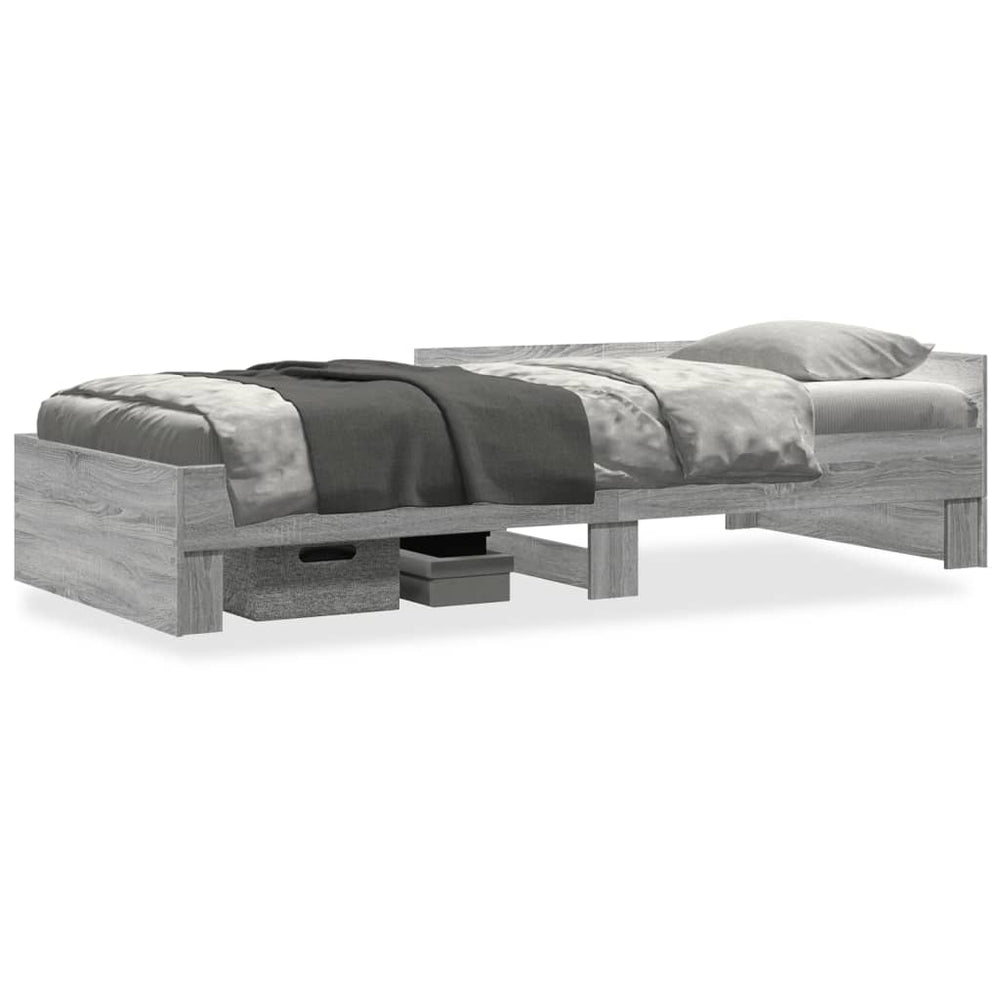 vidaXL Bed Frame Grey Sonoma 90x190 cm Engineered Wood