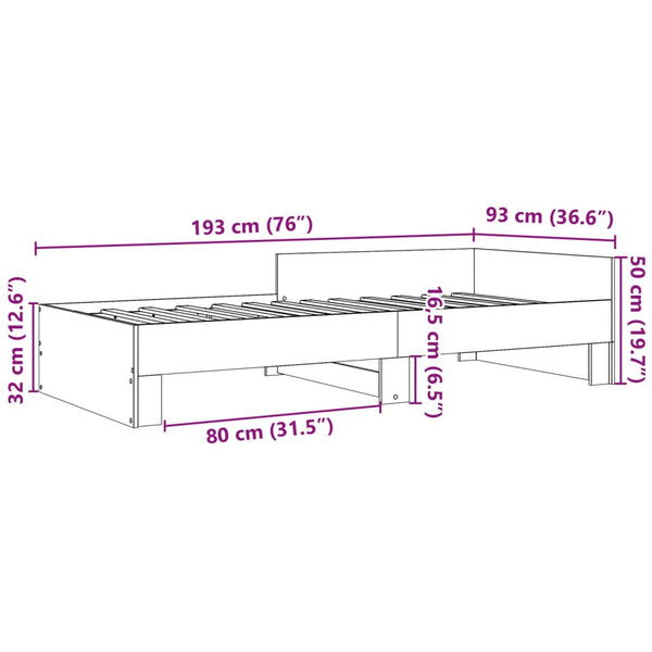 vidaXL Bed Frame Grey Sonoma 90x190 cm Engineered Wood