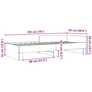 vidaXL Bed Frame Without Mattress Brown Oak 90x190 cm Engineered Wood