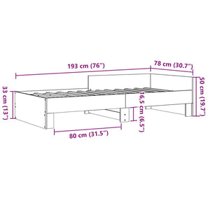 vidaXL Bed Frame White 75x190 cm Engineered Wood