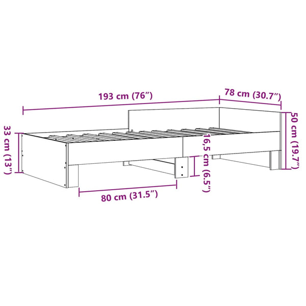 vidaXL Bed Frame White 75x190 cm Engineered Wood