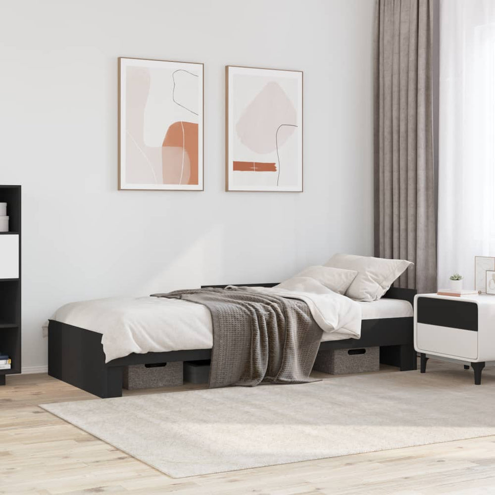 vidaXL Bed Frame Black 75x190 cm Engineered Wood