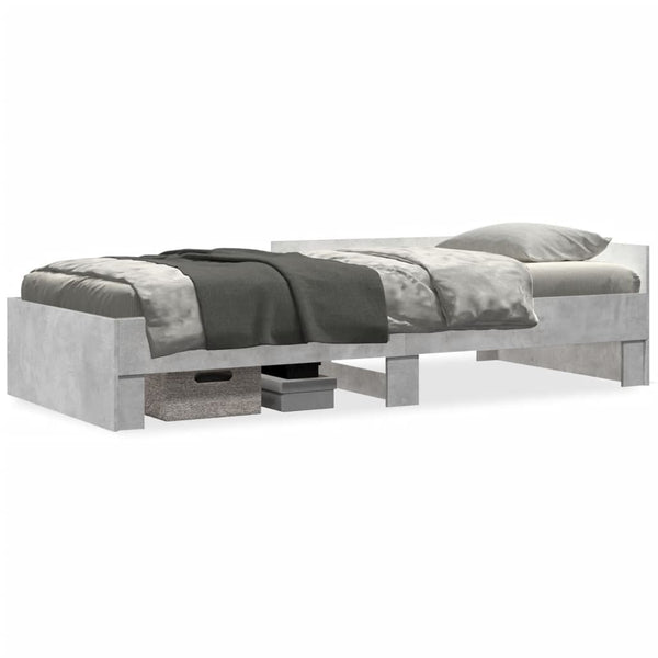 vidaXL Bed Frame Concrete Gray 75x190 cm Engineered Wood