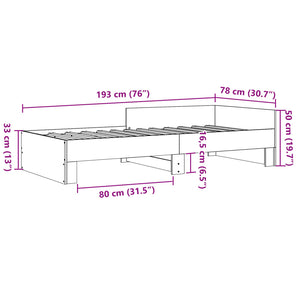 vidaXL Bed Frame Concrete Gray 75x190 cm Engineered Wood