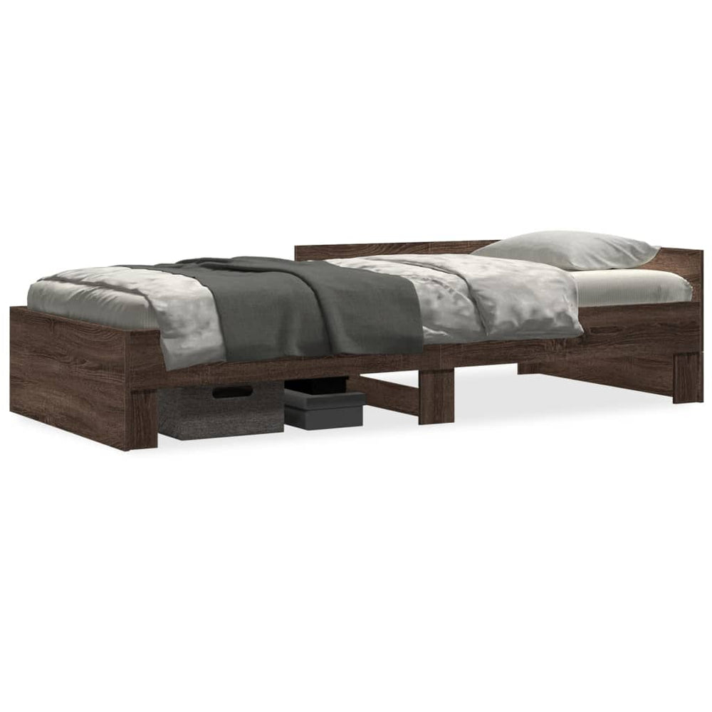 vidaXL Bed Frame No Mattress Brown Oak 75x190 cm Engineered Wood