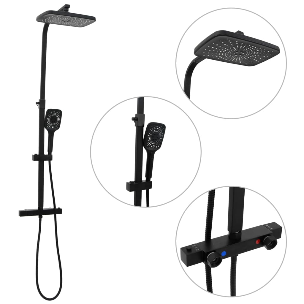 vidaXL Twin Shower Set with Faucet Hose Black Brass