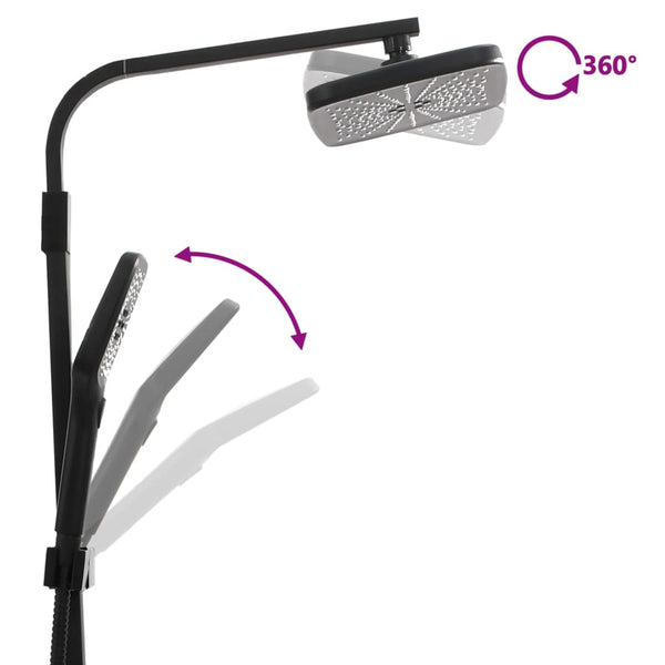 vidaXL Twin Shower Set with Faucet Hose Black Brass