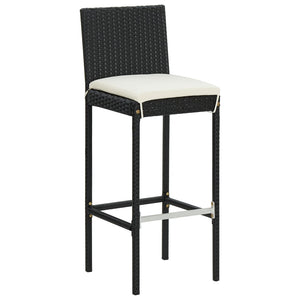 vidaXL 3-piece Garden Bar Set Black Solid Acacia Wood and Poly Rattan