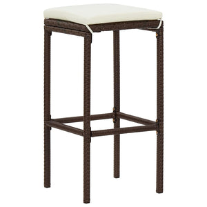 vidaXL 3-Piece Garden Bar Set Brown Solid Acacia Wood and Poly Rattan