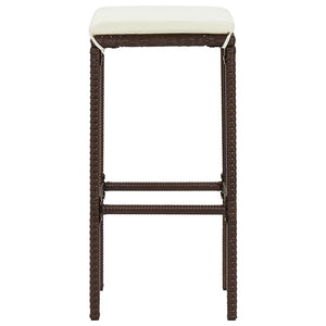 vidaXL 3-Piece Garden Bar Set Brown Solid Acacia Wood and Poly Rattan