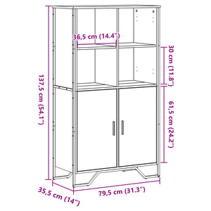 vidaXL Highboard Grey Sonoma 79.5x35.5x137.5 cm Engineered Wood