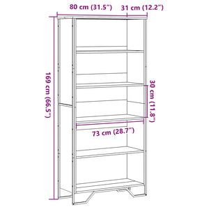 vidaXL Bookshelf Smoked Oak 80x31x169 cm Engineered Wood