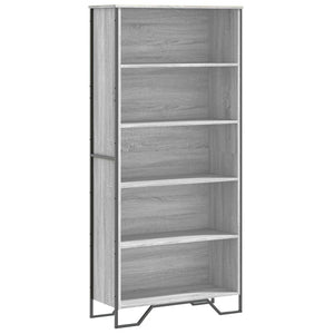 vidaXL Bookcase Sonoma Oak Grey 80x31x169 cm Engineered Wood