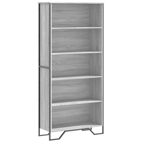 vidaXL Bookcase Sonoma Oak Grey 80x31x169 cm Engineered Wood