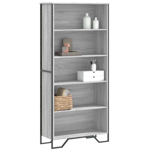vidaXL Bookcase Sonoma Oak Grey 80x31x169 cm Engineered Wood