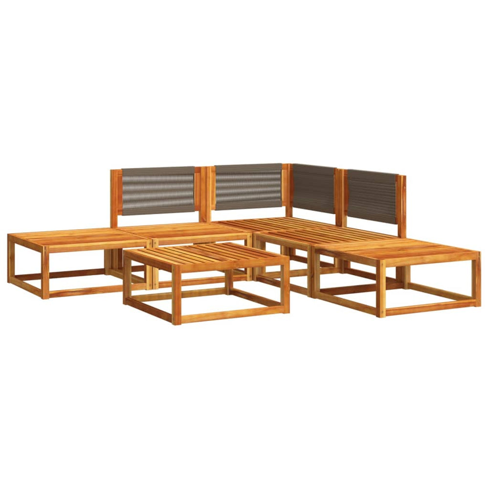 vidaXL 6-Seater Garden Sofa Set with Cushions Acacia Wood & Rope