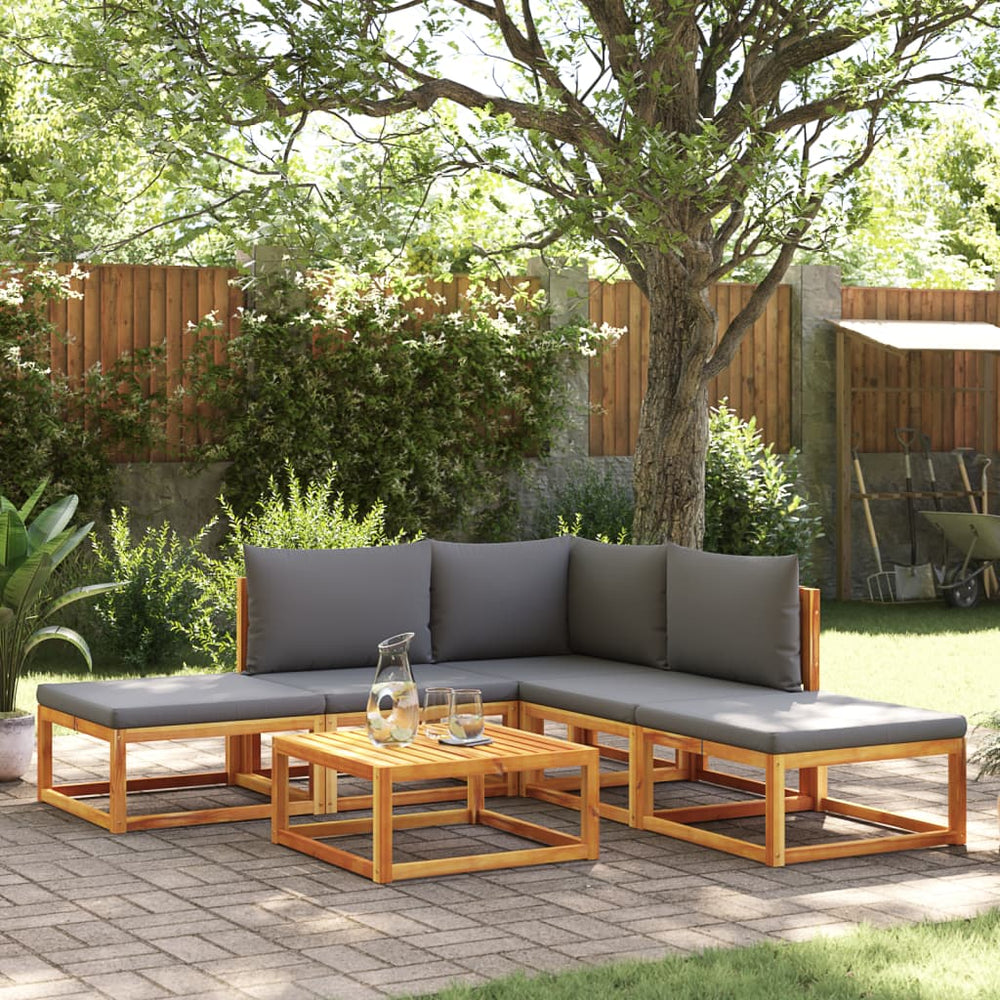 vidaXL 6-Seater Garden Sofa Set with Cushions Acacia Wood & Rope