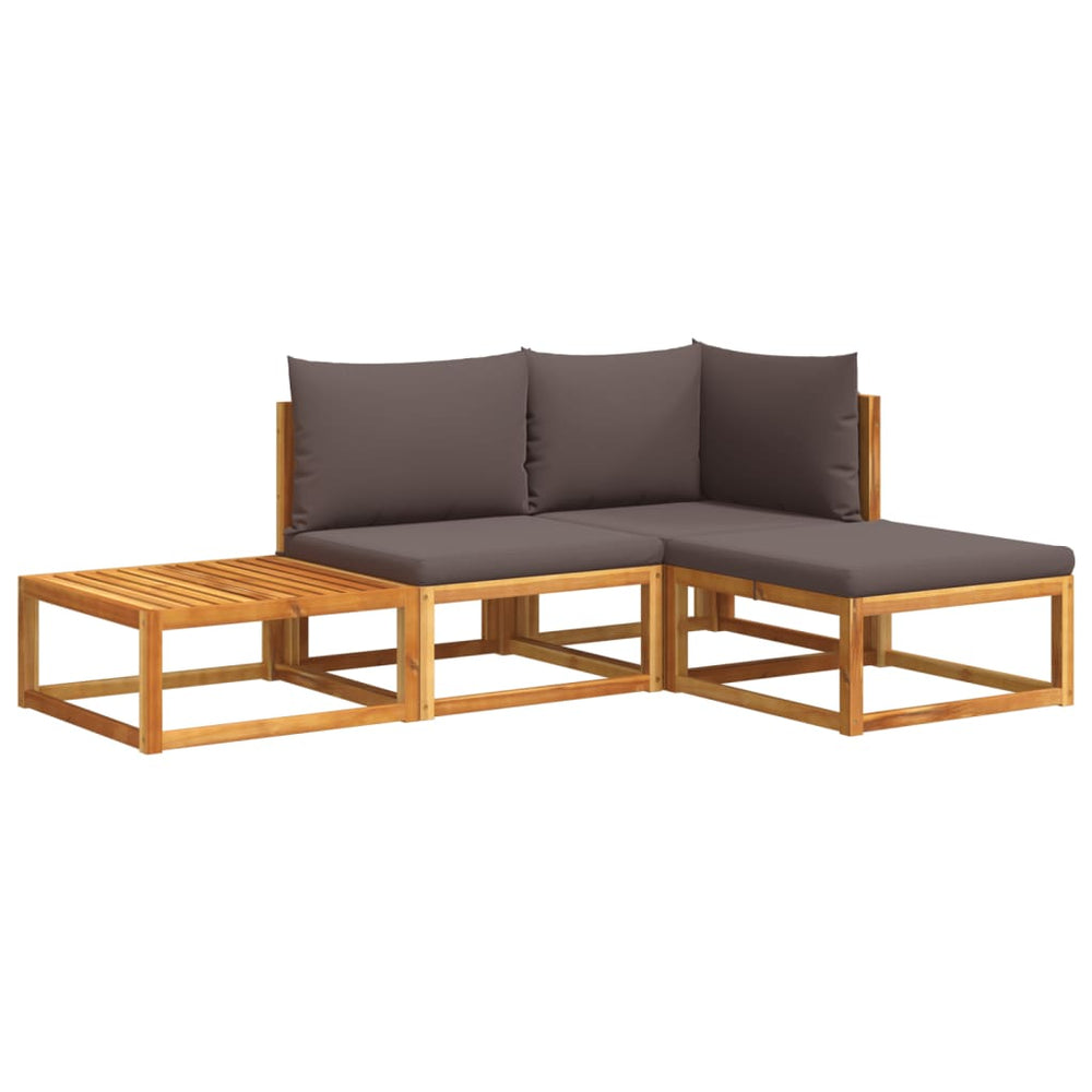 vidaXL 4-Piece Garden Sofa Set with Cushions Acacia Wood & Rope