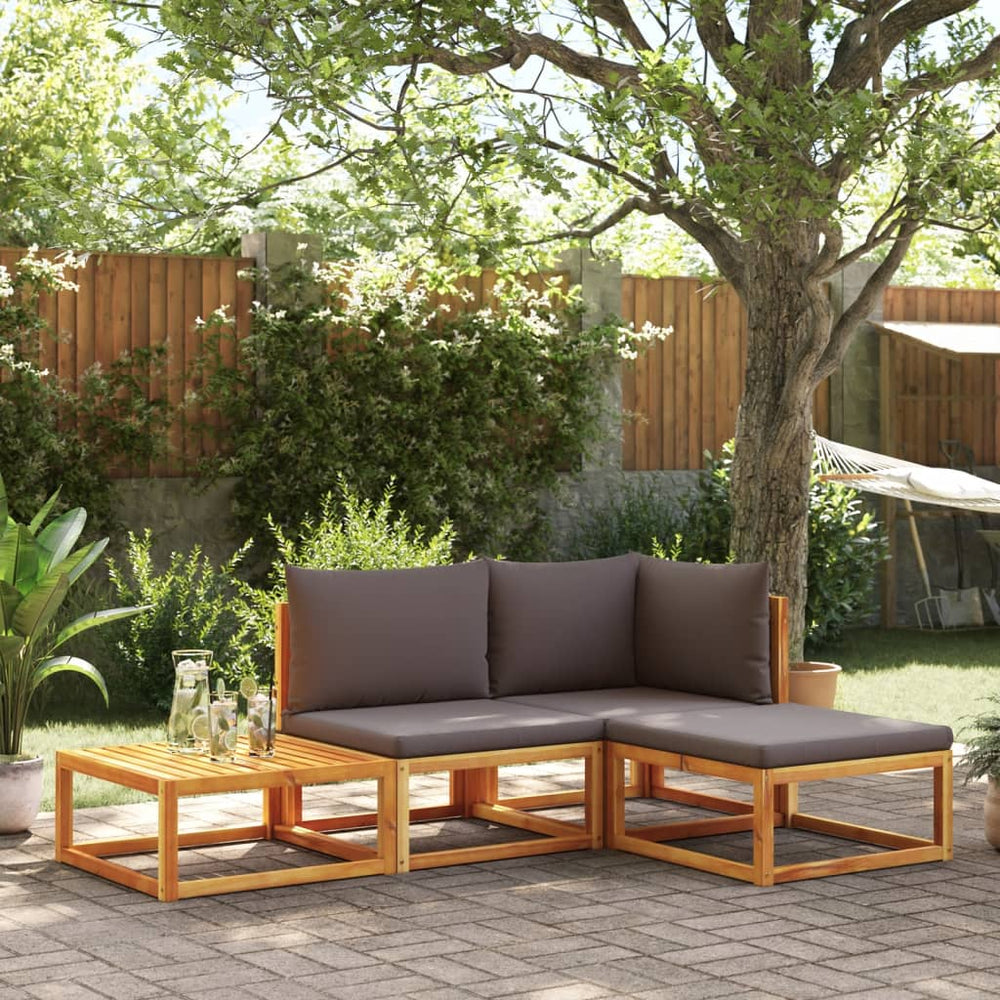 vidaXL 4-Piece Garden Sofa Set with Cushions Acacia Wood & Rope