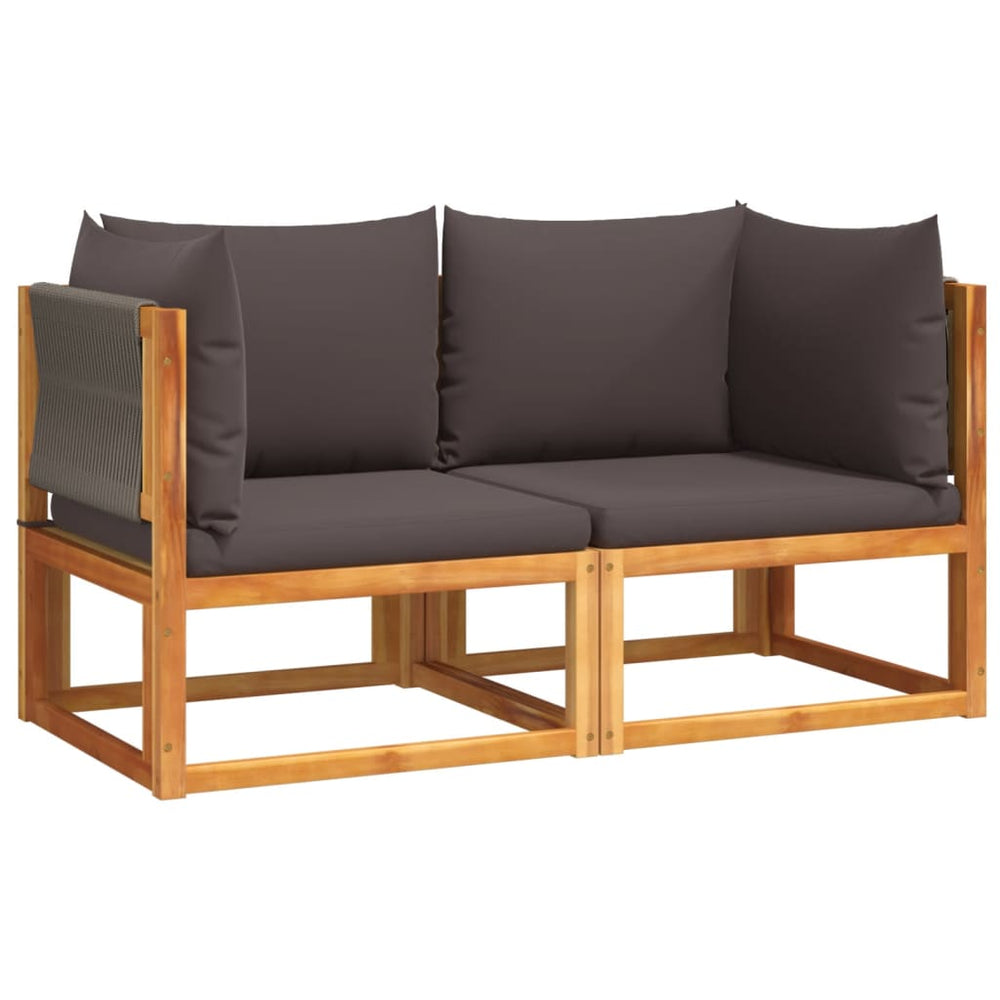 vidaXL Garden Sofa Corner with Cushions 2 pcs. Acacia Wood & Rope