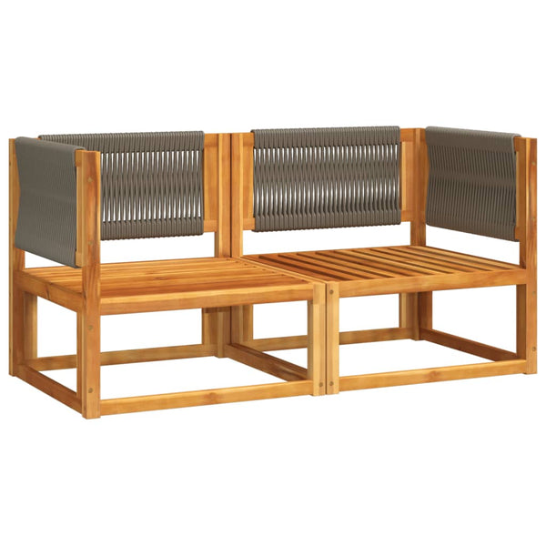 vidaXL Garden Sofa Corner with Cushions 2 pcs. Acacia Wood & Rope