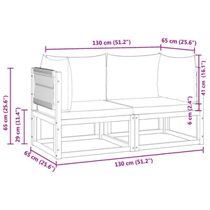 vidaXL Garden Sofa Corner with Cushions 2 pcs. Acacia Wood & Rope